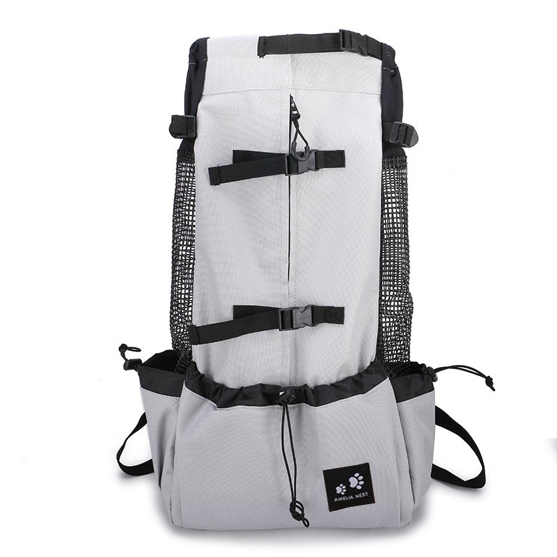 Grey dog carrier backpack
