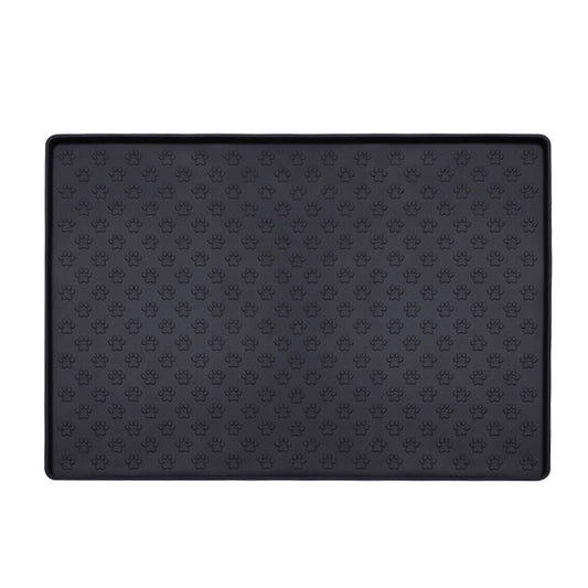 Black waterproof dog bowl mat