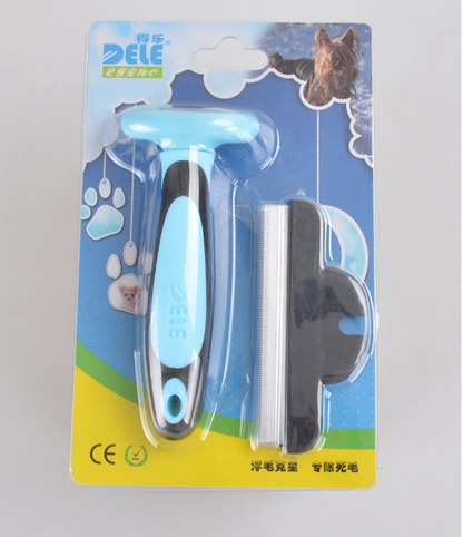 Blue dog hair removal comb