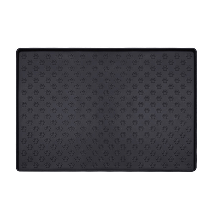Black waterproof dog bowl mat