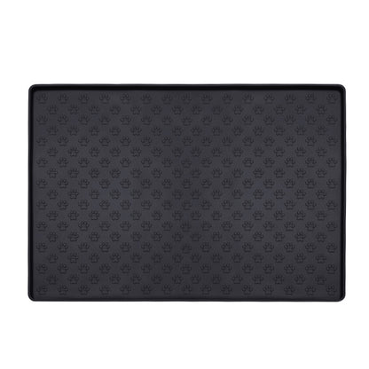 Black waterproof dog bowl mat