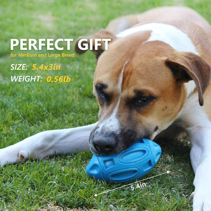 Squeaky rubber rugby dog toy
