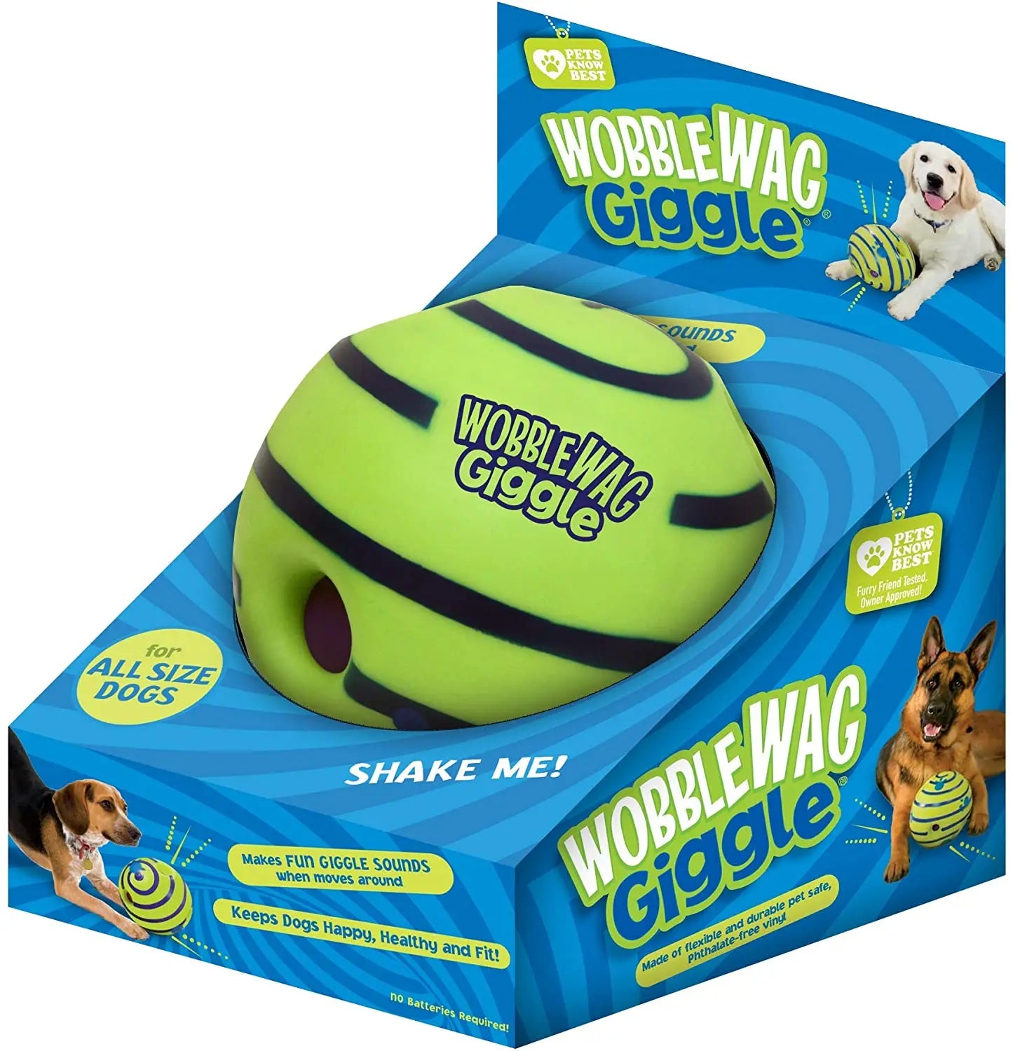 Wobble Wag Giggle Glow Ball Interactive Dog Toy Fun Sounds When Rolled or Shaken