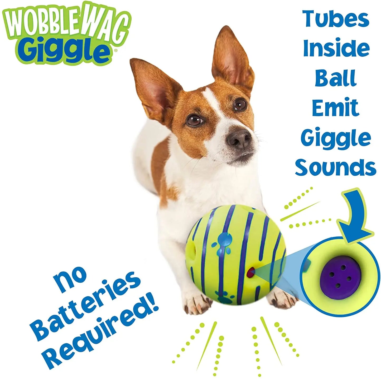 Wobble Wag Giggle Glow Ball Interactive Dog Toy Fun Sounds When Rolled or Shaken