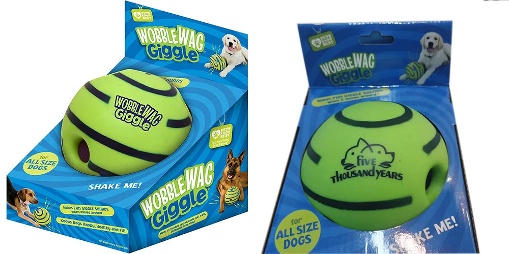 Wobble Wag Giggle Glow Ball Interactive Dog Toy Fun Sounds When Rolled or Shaken