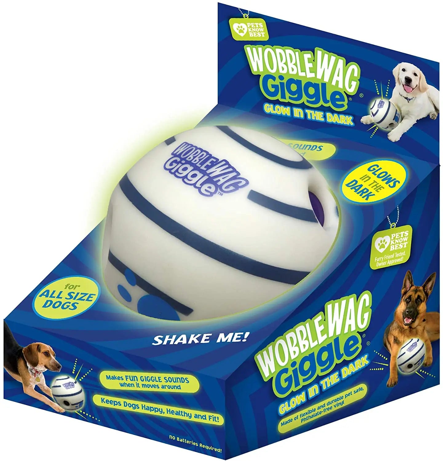 Wobble Wag Giggle Glow Ball Interactive Dog Toy Fun Sounds When Rolled or Shaken