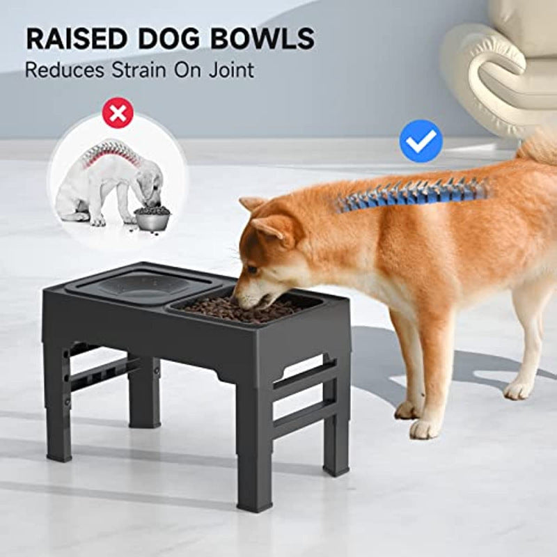 Elevated Dog Bowl Adjustable Raised Dog Bowl With Slow Feeder Dog Bowl And Dog Water Bowl Non-Spill For Small Medium Large Dogs