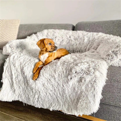 Plush bolster dog bed
