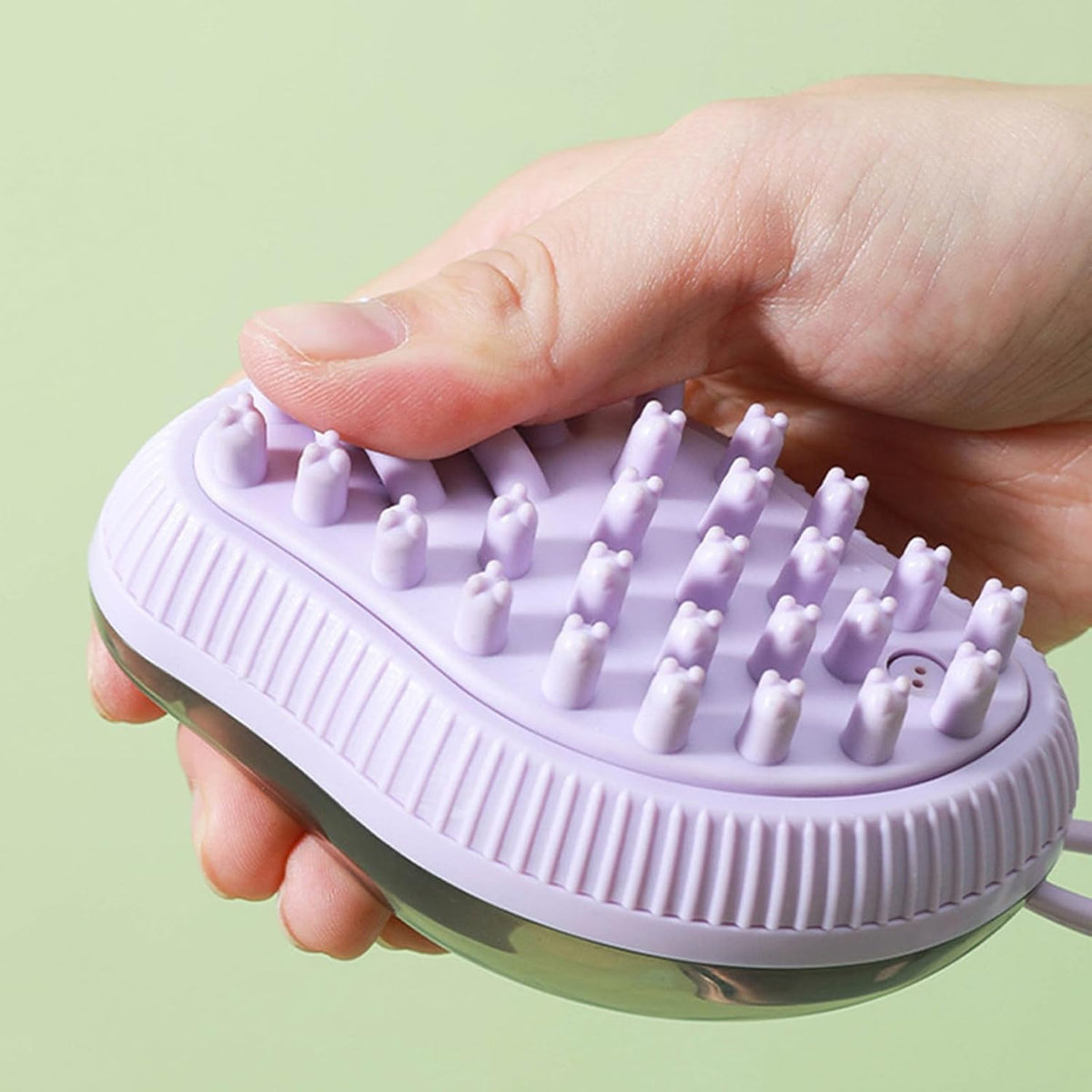 Dog bath brush with shampoo dispenser