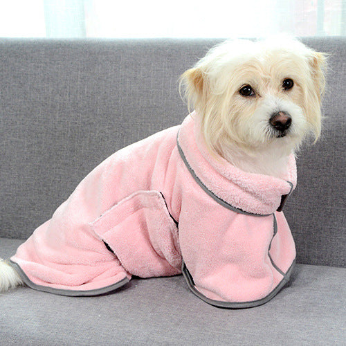Pink quick-dry dog towel robe