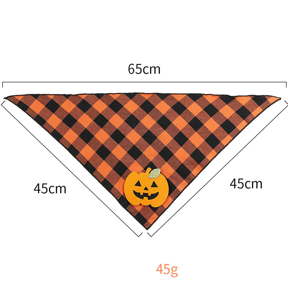 Orange plaid pumpkin dog bandana
