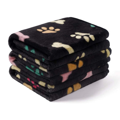 Black coral fleece dog blanket